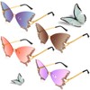 Xuhal 4 Pairs Rimless Butterfly Sunglasses Rhinestone Bling Sun Glasses