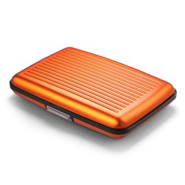 ÖGON -DESIGNS- Aluminium Card Case with Metal Closure, RFID Protection Against Fraud and Demagnetization, Compact Wallet, Model Smart Case Stockholm, Aluminium orange, Standard size, Modern