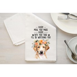 HKDesignGift Labrador Retriever Kitchen Towel, Every Meal You Make Every Bite You Take I'll Be Watching You, Dog Kitchen Towel, Kitchen Funny Dish Towel, Labrador Retriever Mom Gifts, Dog Lover Gifts