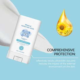 Kids & Baby Mineral Sun Stick - SPF50 Waterproof Sunscreen, UVA/UVB Protection, Non-Greasy & Moisturizing, Travel Size for Holiday