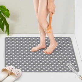 OTHWAY Large Shower Mat, 35"x 24" TPE Shower Mat Non Slip, Heavy Shower Floor Mat with Drain Holes and Suction Cups, No Odor Shower Mats for Inside Shower for Elderly Kids Bathroom(D-Grey)