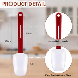 Lanties Set of 3 High Temp Silicone Spatulas Heat Resistant Rubber Commercial Heavy Duty Silicone Scraper Spatula with Handle for Kitchen Baking Cooking(10 x 2 Inches,Spoon Spatula)