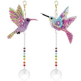 TOKIISHE 2 Pcs Sun Catchers for Windows Crystals Pendant, 5D Diamond DIY Hummingbird Ornament Rhinestones Painting with Crystals for Garden Hanging Decoration