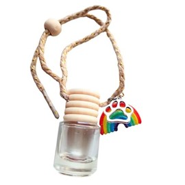 Cremation Urn Keepsake Car Rear View Mirror Hanging Memorial Ornament for Ashes (Rainbow with Paw Print)