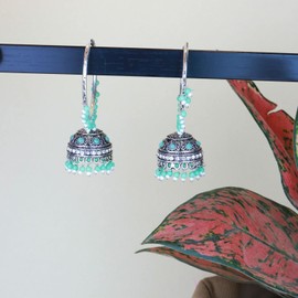 I Jewels Womens Silver Plated Indain Wedding Bollywood Pearl Jhumki Earrings (E3060Zmin) Mint