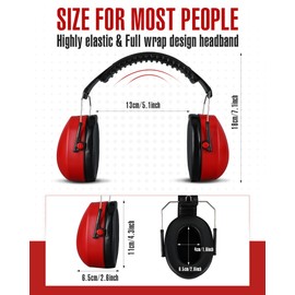 Copkim 12 Pcs Hearing Protection Ear Muffs NRR 28dB Noise Reduction Headphones Shooting Ear Protection Earmuffs(Red)
