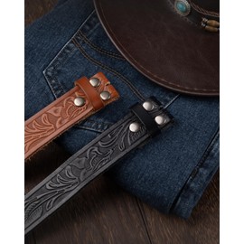 CHAOREN Western Belts for Men without Buckle - Cowboy Belt 1.5" Full Grain Leather Belt for Jeans - One Solid Piece Leather