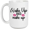 Wake up & Makeup with Pink Lipstick Marks Design -