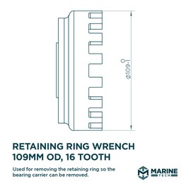 Marine Tech Tools Mercury Retaining Ring Wrench 109mm OD, 16 Tooth, Attachment to Wrench Handle (AMT0031), Fits Mercury Verado Retaining Rings, Mercury Outboard Tools
