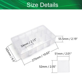 Yinpecly Component Storage Box 280x170x55mm Adjustable Divider 15 Grids Removable Compartment PP Organizer for Jewelry Beads Earring Container Tool Fishing Hook Small Accessories 1Pcs