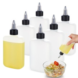 RAMFIYN 6 Pack Mini Squeeze Bottles for Liquids for Camping Kitchen, Camping Cooking, 4oz Mini Oil Bottles, Small Liquid Containers Leak Proof, Travel Oil Bottle