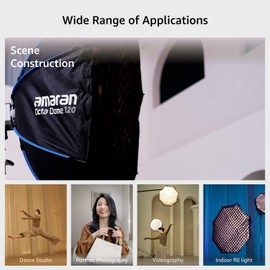 amaran Octa Dome 120 Softbox,120cm (4ft) one-snap Setup Ultra-Large Octagonal Bowens Mount softbox for amaran 60/100/200/150c/300c (Octa Dome 120)