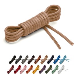 Benchmark Basics Tan 27" Round Waxed Cotton Shoelaces | 2mm (5/64”) Width (27 Inches, Tan)