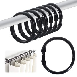 Zimoer Pack of 12 Plastic Shower Curtain Rings, Shower Rings for Bathroom Shower Curtain in O Shape, Curtains Rings, Shower Curtain Hooks, Shower Curtain Rings Curtain Hooks for Curtains (Black)