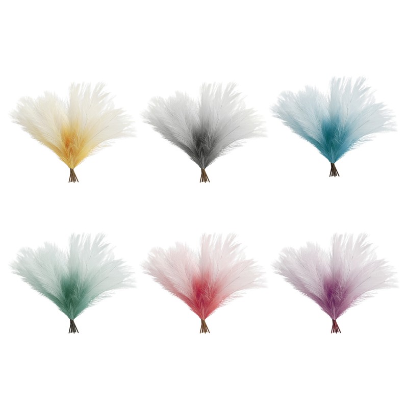 8Pcs Artificial Pampas Grass Versatile Decorative Gradient Green Modern Vase
