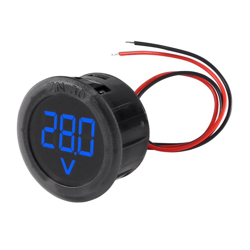 XIITIA 3pcs DC 4-100V LED Digital Display Circular Two-Wire Voltmeter