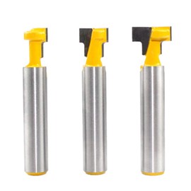 3 Pieces T-Slot Router Bit, Groove Cutter Milling Bit for Woodworking, Yellow T-Slot Carbide Woodworking Cutter, Grooving Router, Sharp T-Slot Cutter Bit, Three Sizes