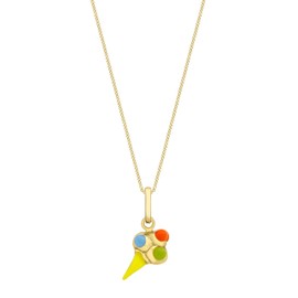 Carissima Gold Women's 9ct Yellow Gold Enamel Ice Cream Pendant on Chain Necklace of 41cm/16"