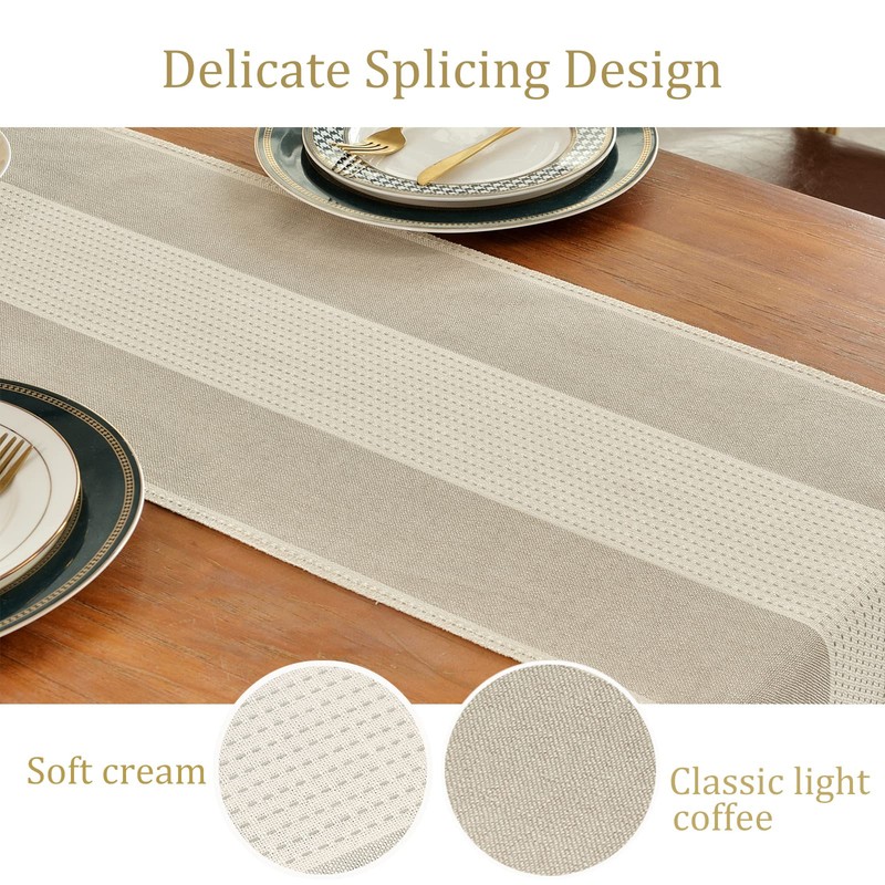 Wracra Cotton Linen Light Coffee Table Runner 90cm Long with