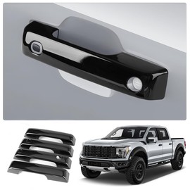 LUNQIN Car Door Handle Cover for Ford F-150 2021-2024，F-250 Super Duty 2023-2024，F-350 Super Duty 2023-2024 Auto Exterior Accessories Handle Protectors Covers Wrap Decoration ABS Gloss Black