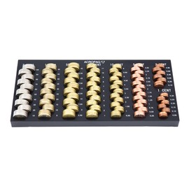 ACROPAQ Coin Counting Board - 30.6 x 14.9 x 2.2 cm, 8 Compartments with Reading Scale, for All Euro and Cent Coins - Counting Board for Coins, Coin Sorter, Coin Board, Money Counting Board, Change
