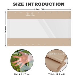 Clear Vinyl Curtains for Patio Enclosure, Heavy Duty Waterproof Anti-UV and Tear-Resistant Tarpaulin with Grommets, Weatherproof Panels for Porch, Pergola, Gazebo, Balcony, Outdoor