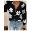 SHENHE Women's Floral Cardigan Sweater Open Front Long Sleeve Button
