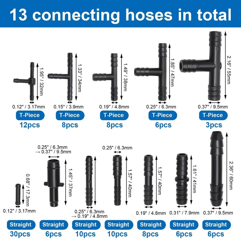 VOSSOT 113 Piece Hose Connector Set – 12 Sizes for