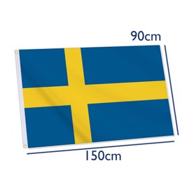 Sweden Flag,Big 3x5 FT Swedish Flag,36x60 Inch Large Digitial Double-Printed Durable 75D Thick Polyester Decorations with 2 Brass Grommet