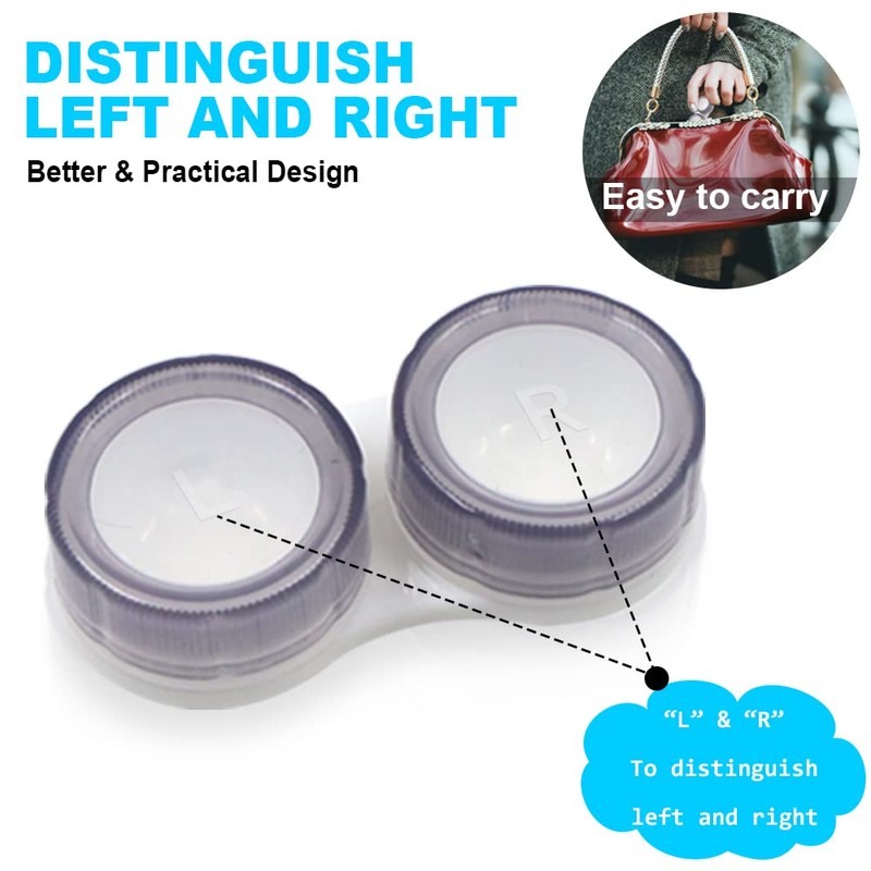 Modixun 20 Pack Clear Contact Lens Case, 5 Colors Leak-Proof