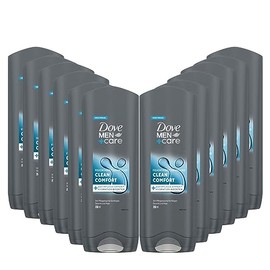 Dove Men+Care 3-in-1 Shower Gel Clean Comfort Shower Bath for Body, Face and Hair with 24 Hours Care Effect, 250 ml, Pack of 12