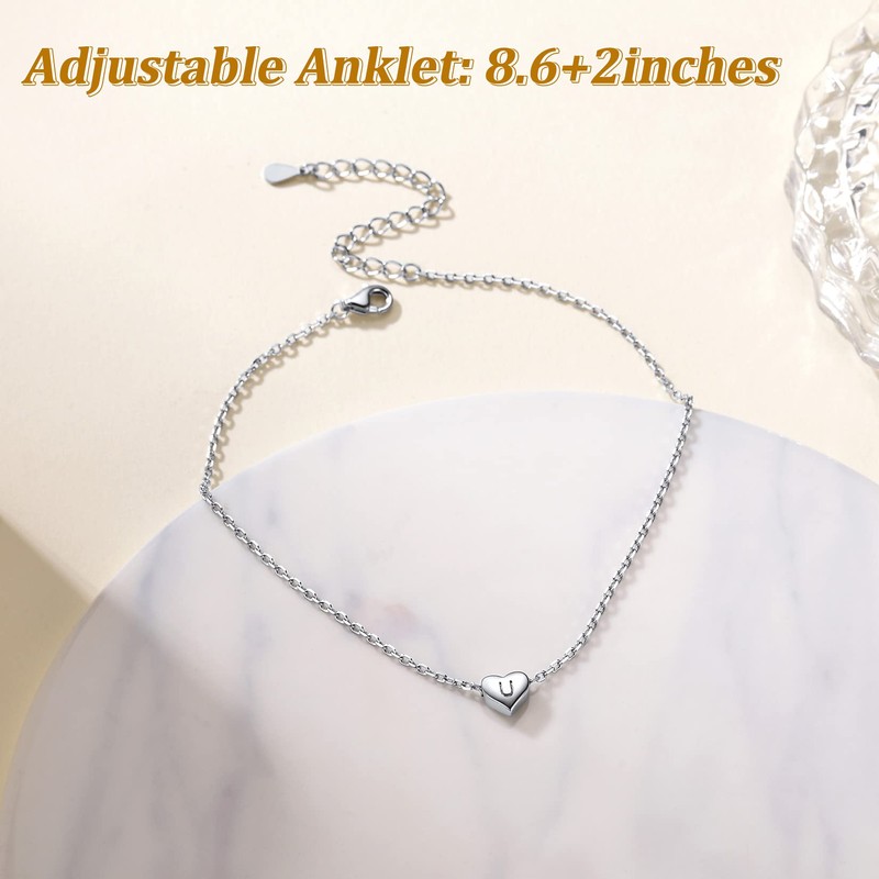 Suplight 925 Sterling Silver Ankle Bracelets for Women Dainty N