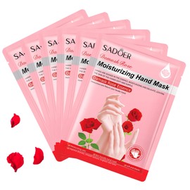 Permotary 6 Pack Moisturizing Hand Peel Mask Gloves, Hand Mask Natural Collagen Spa Gloves Moisture Enhancing Gloves for Dry Hands, Repair Rough Damage Skin for Women & Men (Rose)