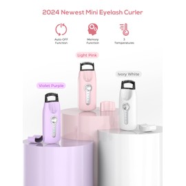 Smiling Shark Heated Eyelash Curlers, 2024 New 5D Push Heated Lash Curler with 3 Temp & 8s Quick Heating Up Tiny/Professional/Frosted Texture and Clear View Easy Curls Every Lash, ES-02(Pink)