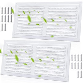 Yaocom 2 Pcs 14 x 6 Inch Aluminum Attic Vents Metal Gable Wall Shed Vent with Screen Mesh Square Louver Grille for Exterior Door House Attic Garage Ceiling