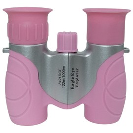 Shock Proof, Waterproof, 8x21 Kids Binoculars, Wrist Strap and Case from Eagle Eye Explorer for Bird Watching, Learning, Stargazing, Hiking, Sports, Games & Outdoor Adventure. Safe for Boys and Girls.