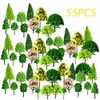 Pamtns Model Building Trees, 55 Pieces, Miniature Trees and Bushes,