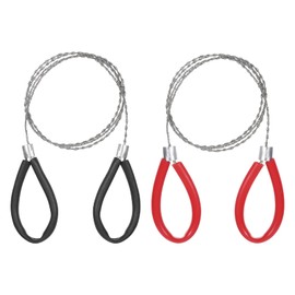 2 Pcs Metal Wire Saw Stainless Steel Cable Saw 27.56 Inch Hand Pocket String Emergency Survival Rope Cutting Tools PVC Cutting Tool for Wood Camping Hiking Hunting - Red & Black Hand Tools