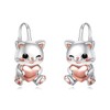 Cat Hoop Earrings 925 Sterling Silver Cat Earrings for Women