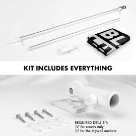 UD_G128 Combo Pack: 6 Feet Tangle Free Spinning Flagpole (Silver) Black Lives Matter (Black/White) Flag 3x5 ft Printed 150D Bras