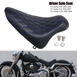 Unbranded Blue Diamond Driver Rider Solo Seat For Harley Heritage Springer FLSTS Fat Boy