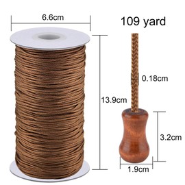 SAYAYA 1.8mm Braided Nylon Lift Shade Cord with 8 Pieces Wood Pendants 109 Yards Replacement Curtain String Kit for Blinds Repair, Roman Shades, Gardening & DIY Crafts (Brown)