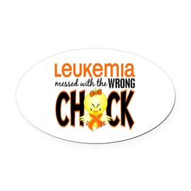 CafePress Leukemia Messed with Wrong Chick Oval Car Magnet, Euro Oval Bumper Magnet