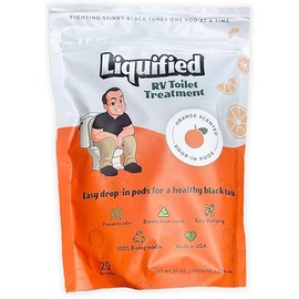 Liquified RV Toilet Treatment Drop-Ins - Prevents Tank Odors - Breaks Down Waste and Tissue - Septic Tank Safe - Matts RV Reviews - Orange Scent - 20 Treatments (20 1oz pods)