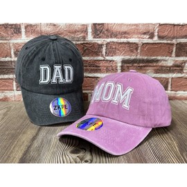 ZKFE Dad Mom Matching Hats for Papa Mama Daddy Mother, Gifts for Birthday Anniversary, Black & Pink Baseball Caps for Men Women