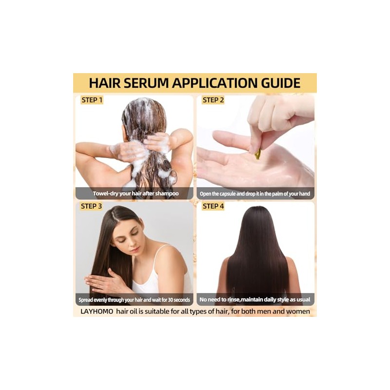 Layhomo Suero Para El Tratamiento Del Cabello,60 Cápsulas Aceite De