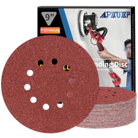ALPXUXP Sandpaper 225 mm Velcro 100 Grit 10-Hole Sanding Disc for Drywall Sanders Sanding Giraffe Round Sandpaper (Pack of 25)