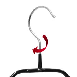 Mawa by Reston Lloyd Silhouette Series Non-Slip Space Saving Clothes Hanger with Bar & Hook for Pants and Skirts, Style 41/FRS, Set of 12, Black