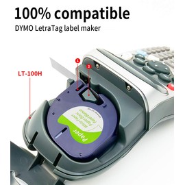2PK Compatible with DYMO LetraTag Labeller Tape 91330(10697) Black on White Paper Labels Cassette Refill Compatible for LT-100H, LT-100T, LT-110T, QX 50, XR, XM, 2000(1/2" x 13')