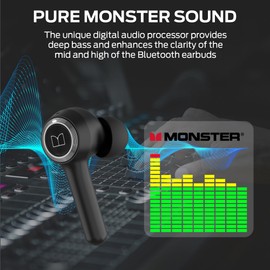 Monster Clarity 102 Plus Wireless Earbuds, Bluetooth Headphones with HiFi Stereo, 4 ENC Mic for Crystal Clear Call, 30H Playtime, Type-C Charging, IPX6 Waterproof in-Ear Ear Buds Earphones for Sports